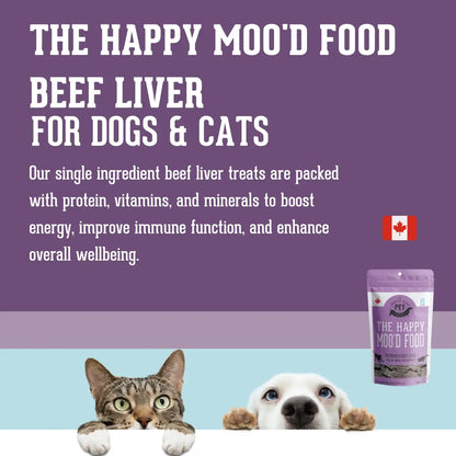 Happy Moo'd Dehydrated Beef Liver Treats for Cats and Dogs