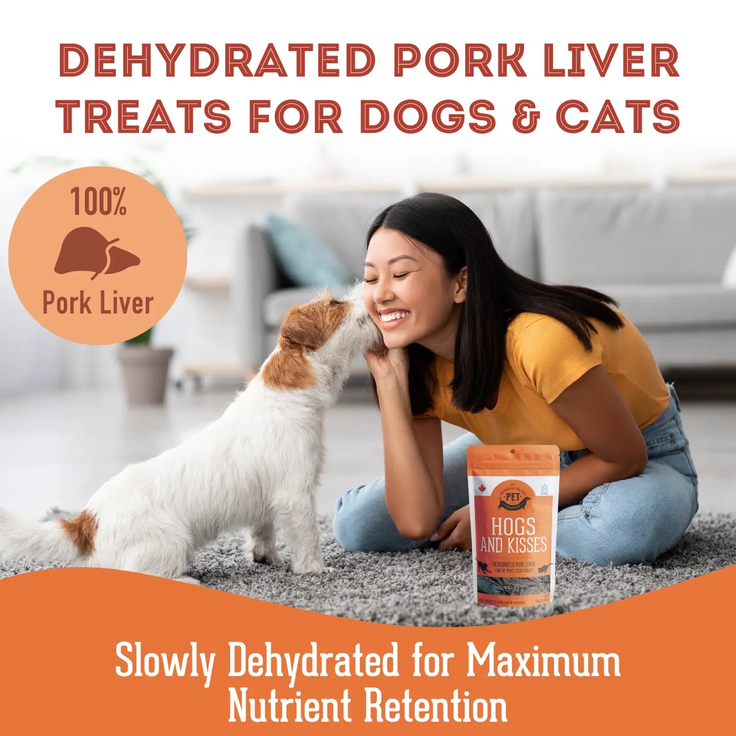 Hogs & Kisses Dehydrated Pork Liver Treats for Cats and Dogs