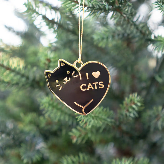 Everyday Olive I Heart Cats Black Cat Enamel Ornament