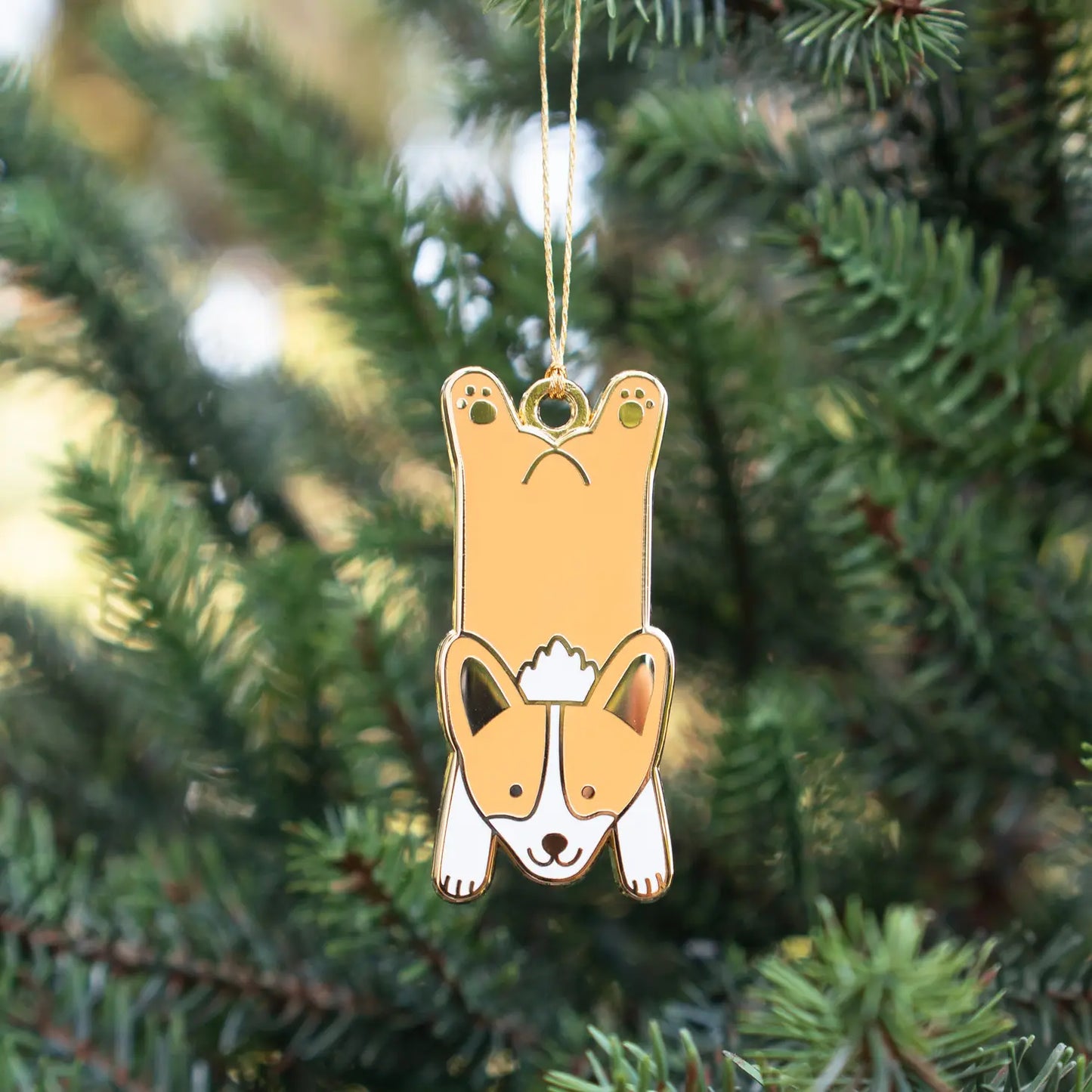 Everday Olive Corgi Enamel Ornament