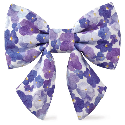 The Foggy Dog Pressed Pansies Pet Sailor Bow