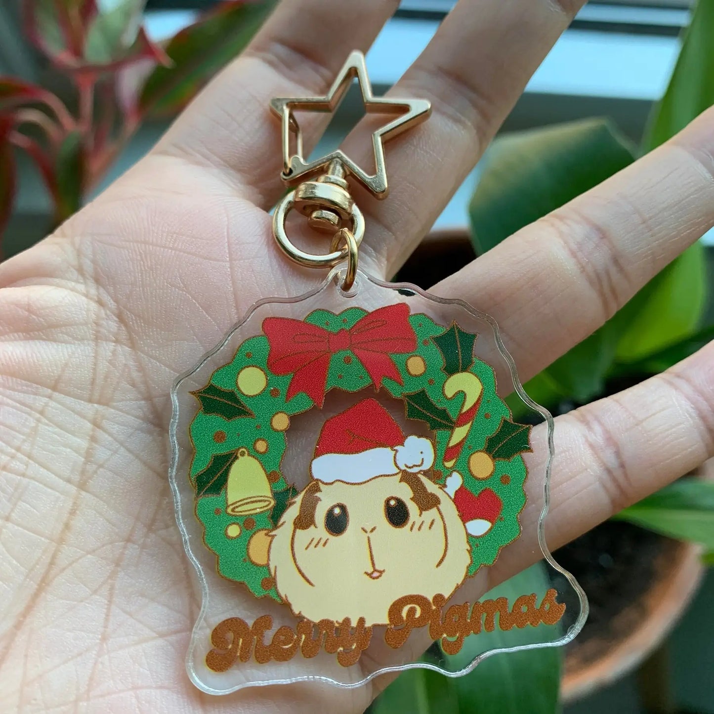 Merry Pigmas Guinea Pig Christmas Keychain