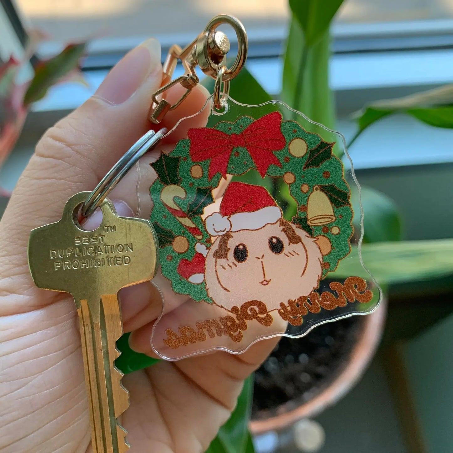 Merry Pigmas Guinea Pig Christmas Keychain