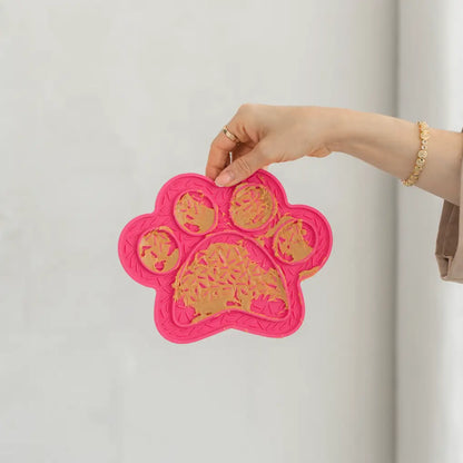 Hot Pink Paw Print Lick Mat