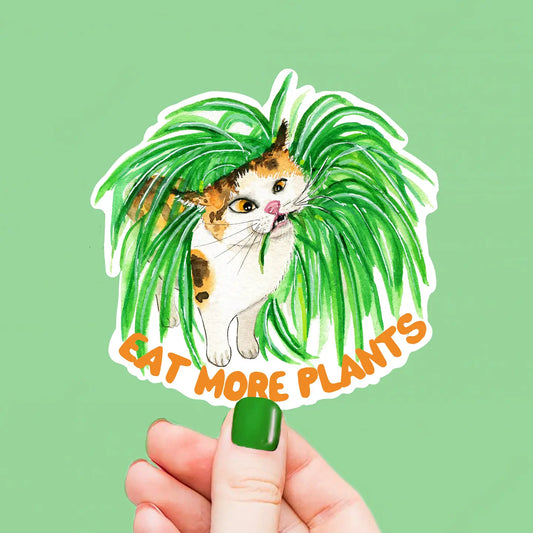 Eat More Plants Vinyl Cat Sticker