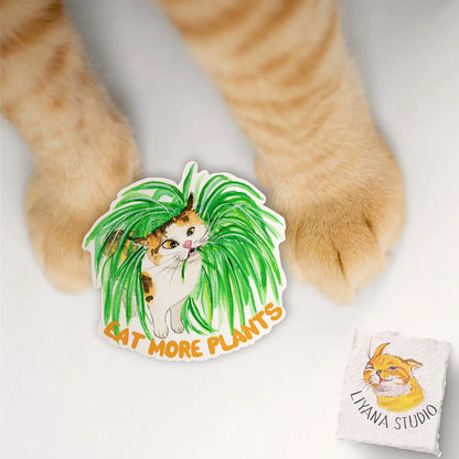 Eat More Plants Vinyl Cat Sticker