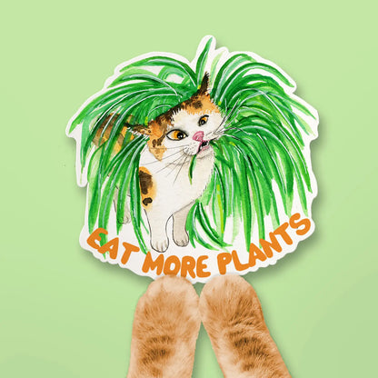 Eat More Plants Vinyl Cat Sticker