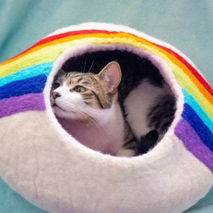 Rainbow Wool Kitty Cave