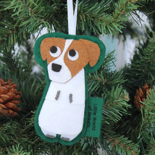Little World Of Beasts Felted Ornaments: Chip the Jack Russell