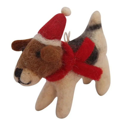 Hand-Felted Santa Beagle Ornament