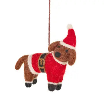 Santa Dachshund Felt Ornament