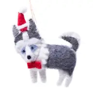 Hand-Felted Santa Husky Ornament