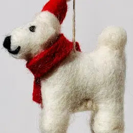 Hand-Felted Santa Poodle Dog Ornament