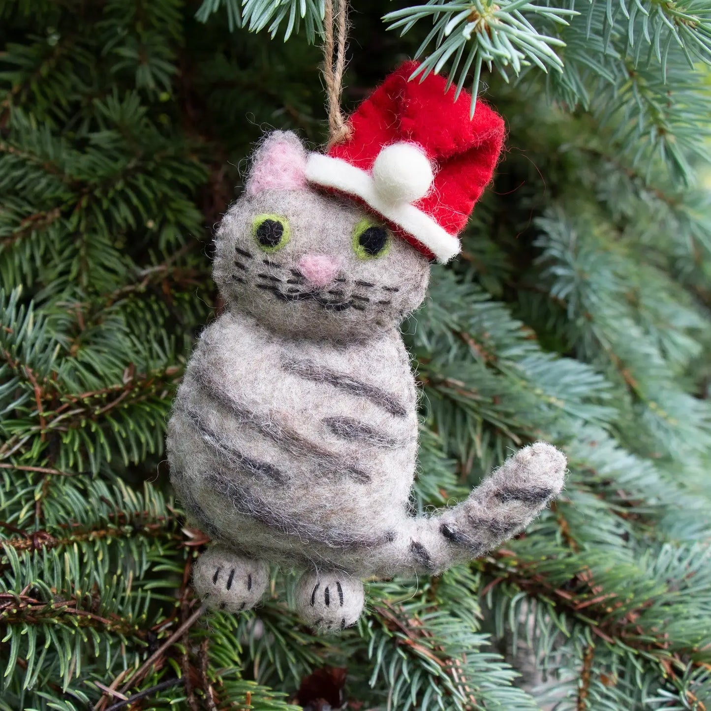 Hand-Felted Grey Tabby Ornament