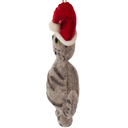 Hand-Felted Grey Tabby Ornament