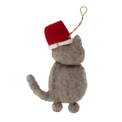 Hand-Felted Grey Tabby Ornament