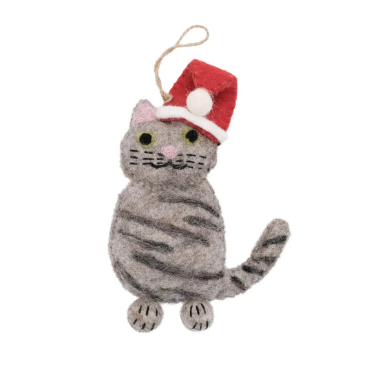 Hand-Felted Grey Tabby Ornament