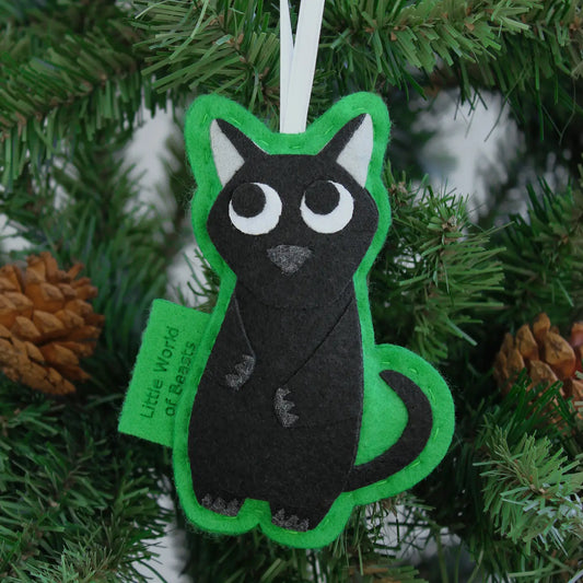 Little World Of Beasts Felted Ornaments: Tas the Black Cat