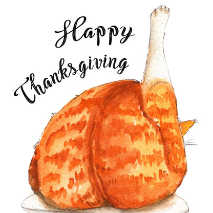 Happy Thanksgiving Cat Leg Greeting Card