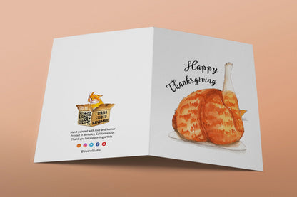 Happy Thanksgiving Cat Leg Greeting Card