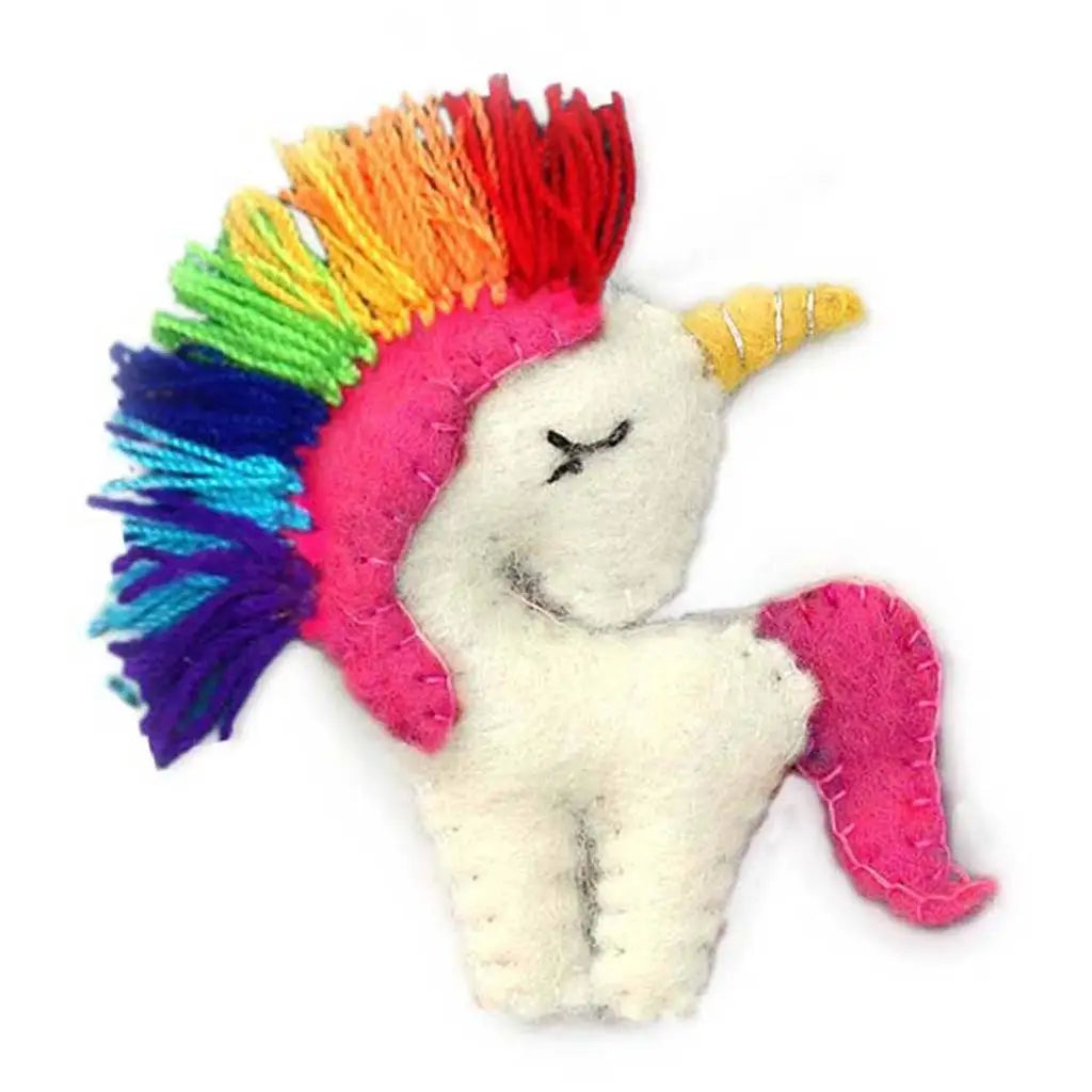 Hand-Felted Rainbow Unicorn Ornament