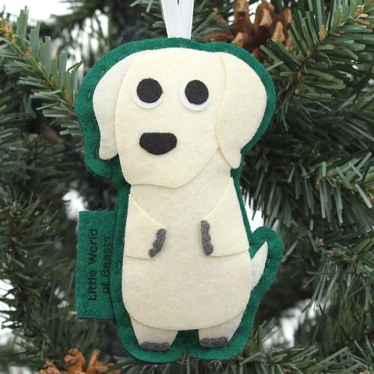 Little World Of Beasts Felted Ornaments: Frank the Yellow Lab