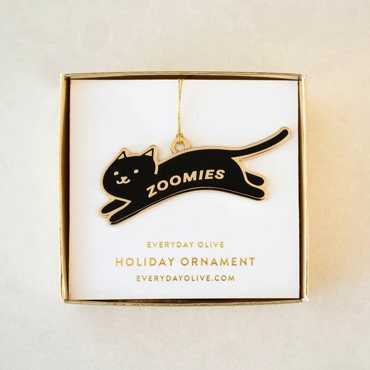 Everyday Olive "Zoomies" Black Cat Enamel Ornament